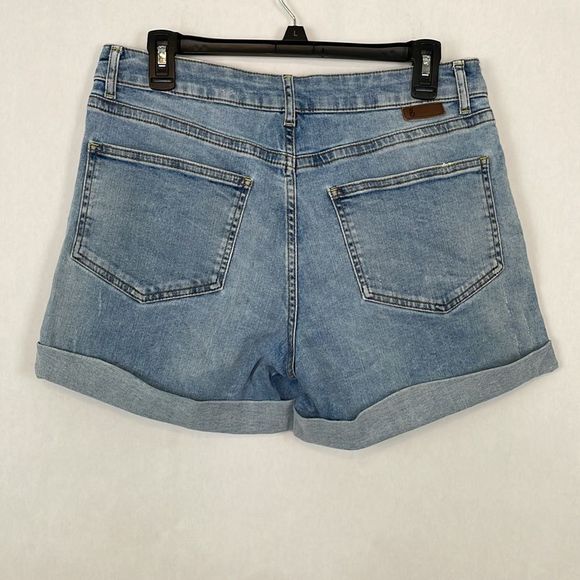 Boden Light Wash Distressed Mid Rise Rolled Cuff Denim/Jean Shorts. Size 6. - Picture 6 of 11